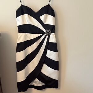 ABS Allen Schwartz Black and White Strapless Dress